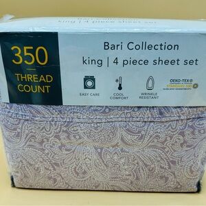 Sunham Bedding Bari 350 Thread Count Cotton Blend 4 Piece King Sheet Set.